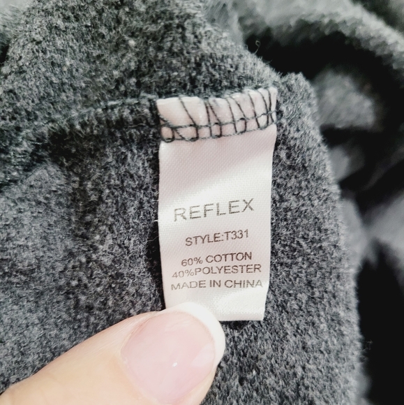 Reflex Womens Gray Sweatshirt Off Shoulder Love Embroidered On Sleeve Size Small - Picture 10 of 11